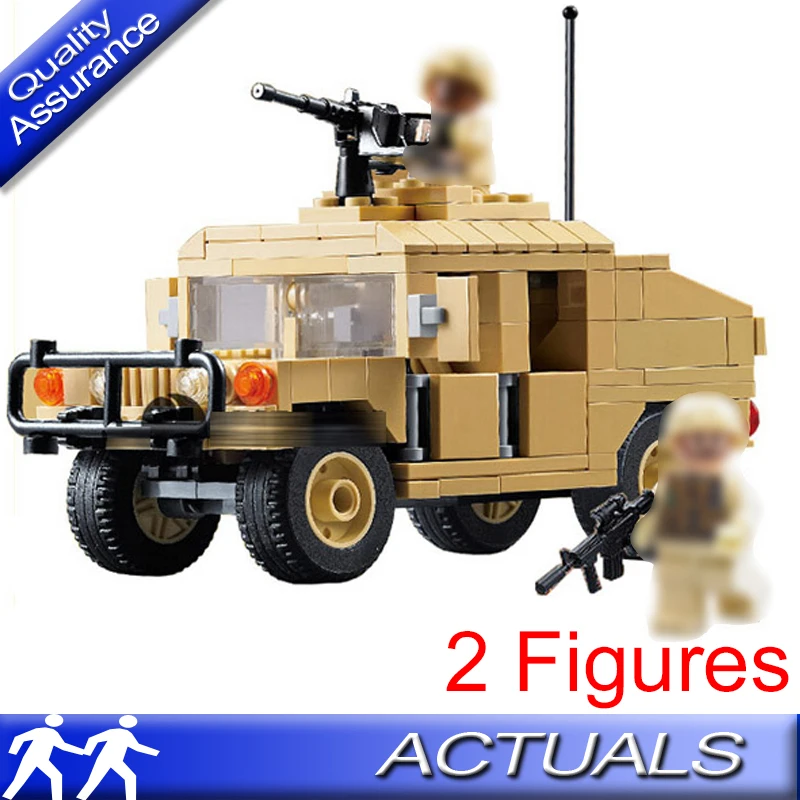 DECOOL 2111 Compatible Technic Modern War M1025 HUMVEE Armament Carrier Building Blocks Army Vehicle Car Toys Bricks