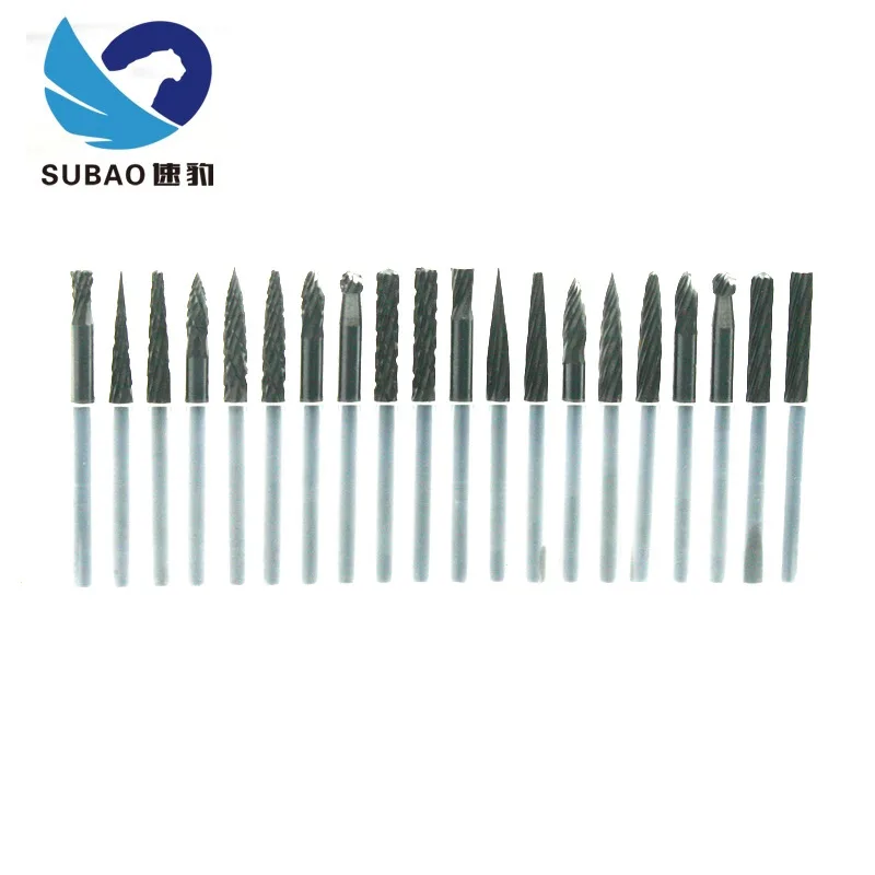 

3X3 Mm Set Tungsten Steel Rotary Burrs Grinding Head Cemented Carbide Rotary File Wood Carving Card Grinding Alloy File 20