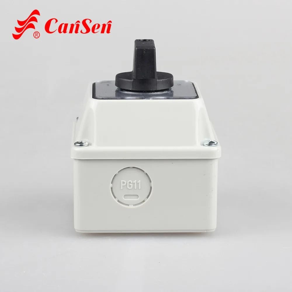 CANSEN LW26-20 Ith 20A поворотный кулачковый переключатель 1-0-2 2P с IP65 Водонепроницаемый коробка наружный переключатель