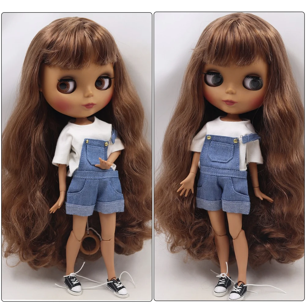 Neo Blythe Doll with Brown Hair, Dark Skin, Matte Cute Face & Custom Jointed Body 2