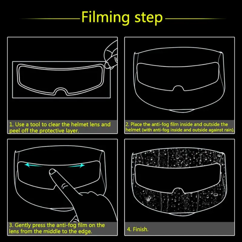 Универсальный тип мотоциклетный шлем анти-дождь Противотуманные пленки Электрический автомобиль половина-шлем противотуманные линзы патч