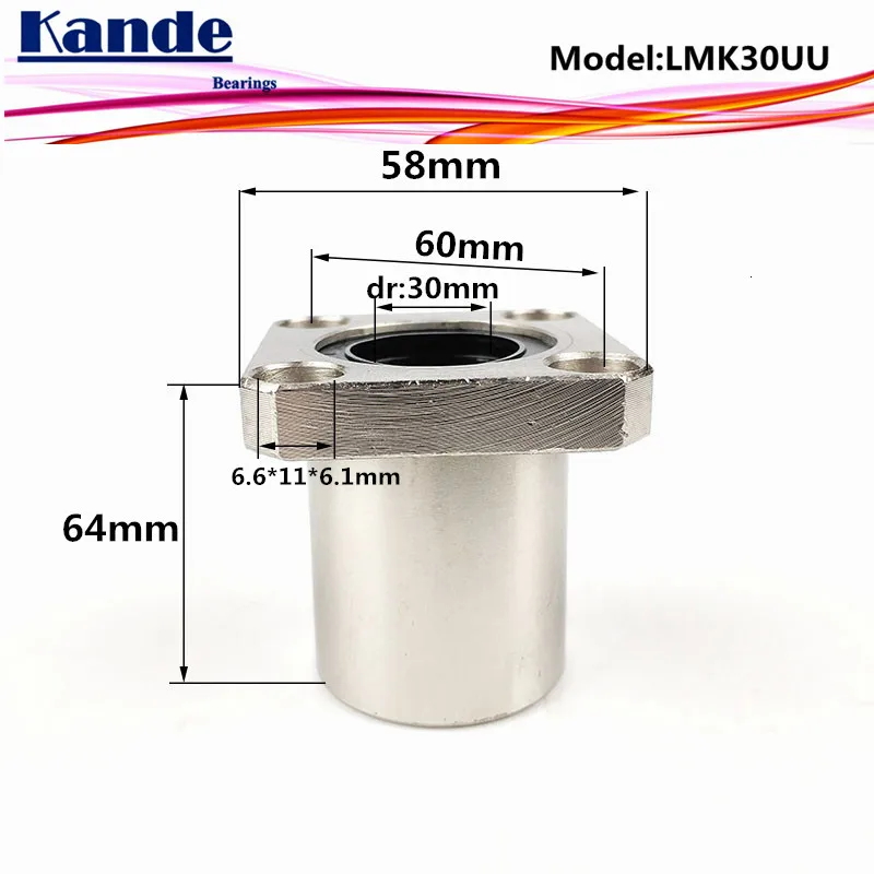 Kande подшипники LMK30 UU 1 шт. LMK30UU Квадратный фланец линейный подшипник dr: 30 мм LMK30
