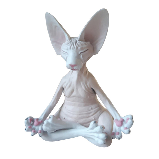Figurines Buddha Meditation Statue Yoga Animal Cats Model Art Sculpture Micro Landscape Decor Garden Home Ornaments