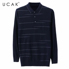UCAK Brand Fashion Stripe Sweaters Men Clothing Streetwear Autumn Winter Pullover Homme  Turn-down Collar Sweater Clothes U1065