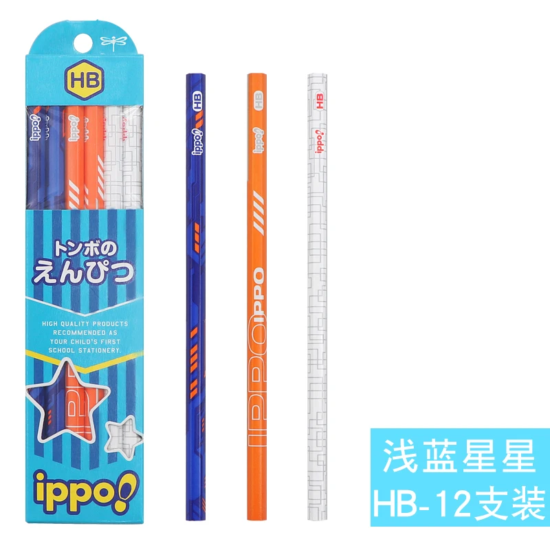 Blue HB 12 шт./компл. TOMBOW ippo! Серия Деревянных грифельных карандашей 2B/HB/B японские Мультяшные милые канцелярские принадлежности шестигранные Детские карандаши студенческие письма экзамена - Цвет: Blue HB