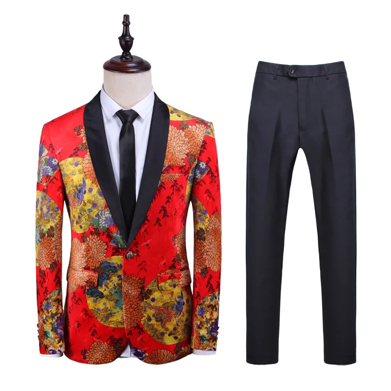Импортные товары мужской стиль костюм Slim Fit модный костюм комплект из двух предметов поколение жира