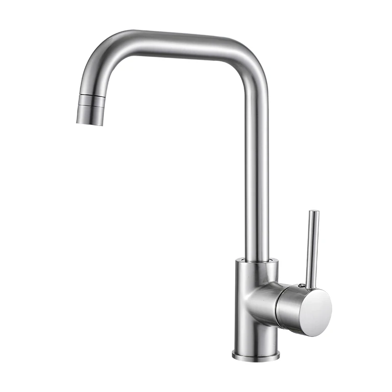 nickel Кухонный кран никель/черный смеситель для раковины Поворотный кран классический поворотный медный одно отверстие горячей и холодной кухни кран - Цвет: nickel