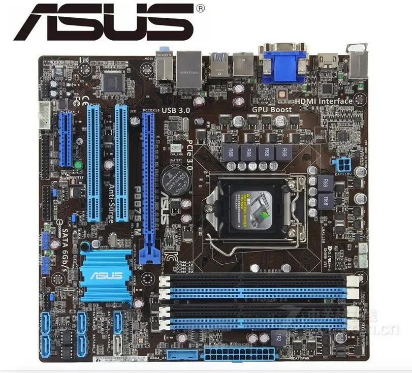 Оригинальный материнская плата ASUS P8B75-M DDR3 LGA 1155 USB2.0 USB3.0 32 ГБ для 22/32nm ЦП B75 рабочего Материнская плата Бесплатная доставка