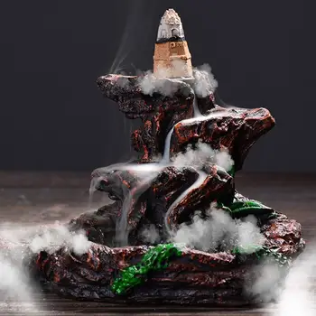 

Waterfall Living Room Ornaments Incense Supply Furnishings Supply Moutain Designed Flowing Ceramic Tower Practical Decorative