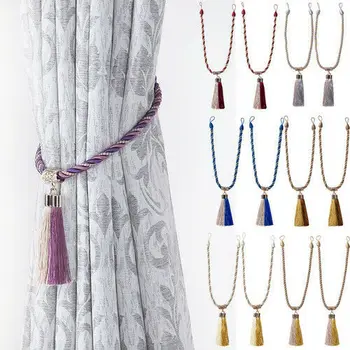 

Simple Europe Style Window Decorating Curtain Tassel Rope Tie Backs Curtain Fringe Tiebacks Home Curtain Holder Decor Hot 1 Pair