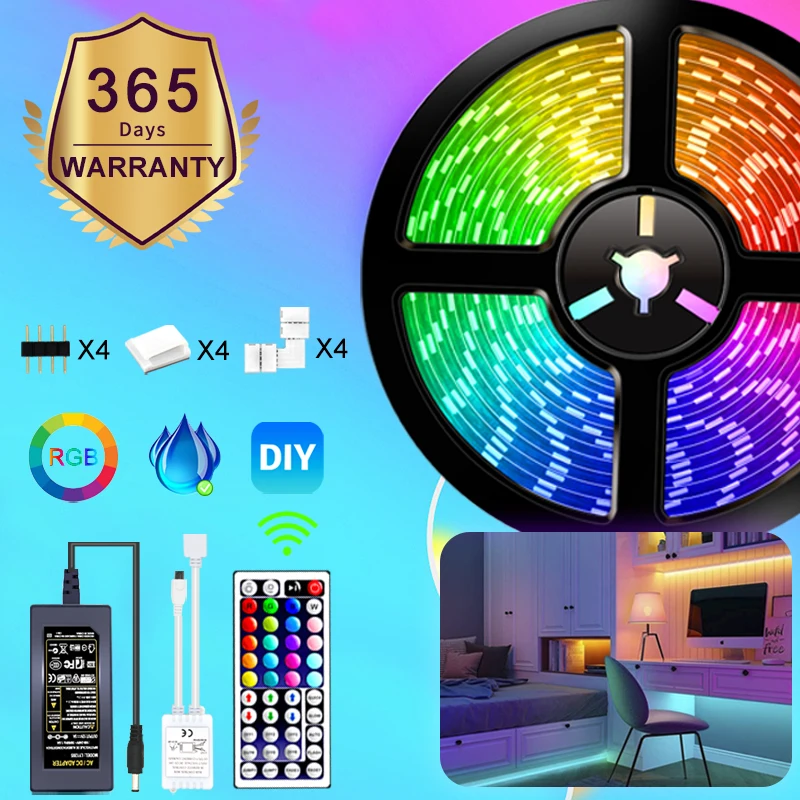 RGB 5050 Remote Control LED Strip Light DC12V 5M/10M/15M Waterproof