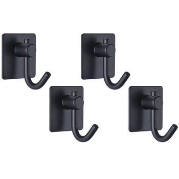 

Black Self Adhesive Door Hook Bath Towel Hooks Stick on Wall Mount Hooks Hanging Robe Key Coat Super Strong Heavy Duty Bathroom