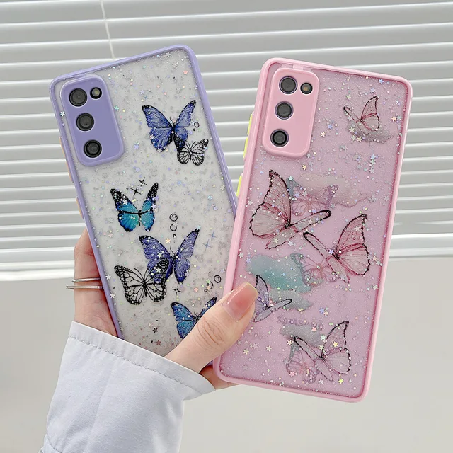 For Samsung Galaxy S23 S22 A14/A13 A54/53 A32 Bling Glitter Butterfly Case  Cover
