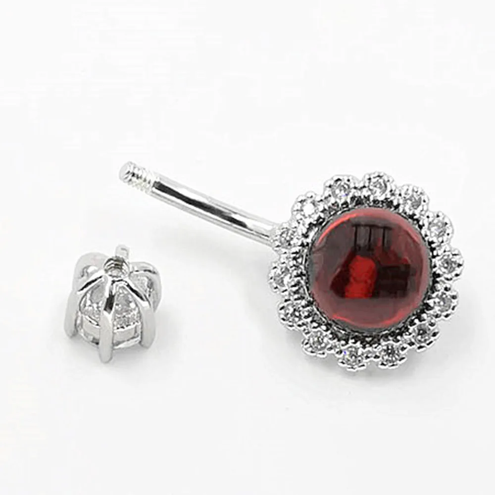 925 silver red crystal belly piercing ombligo body jewelry navel piercing for women allergy free