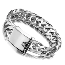 16 мм Мужская Новая мода литья Пряжка для браслета на запястье 316L Нержавеющая Сталь Серебряный тон кубинская цепочка в стиле Майями 7-11 дюймов