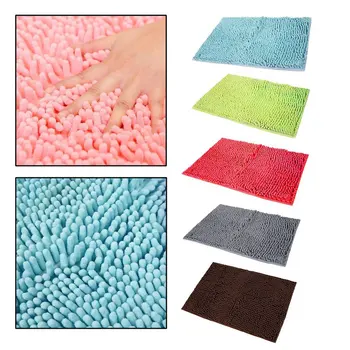 

New 40x60CM Large Size Solid Blue Color Microfiber Chenille Bathroom Floor Mat Anti-Slip Kitchen Bathroom Floor Mat Doormat