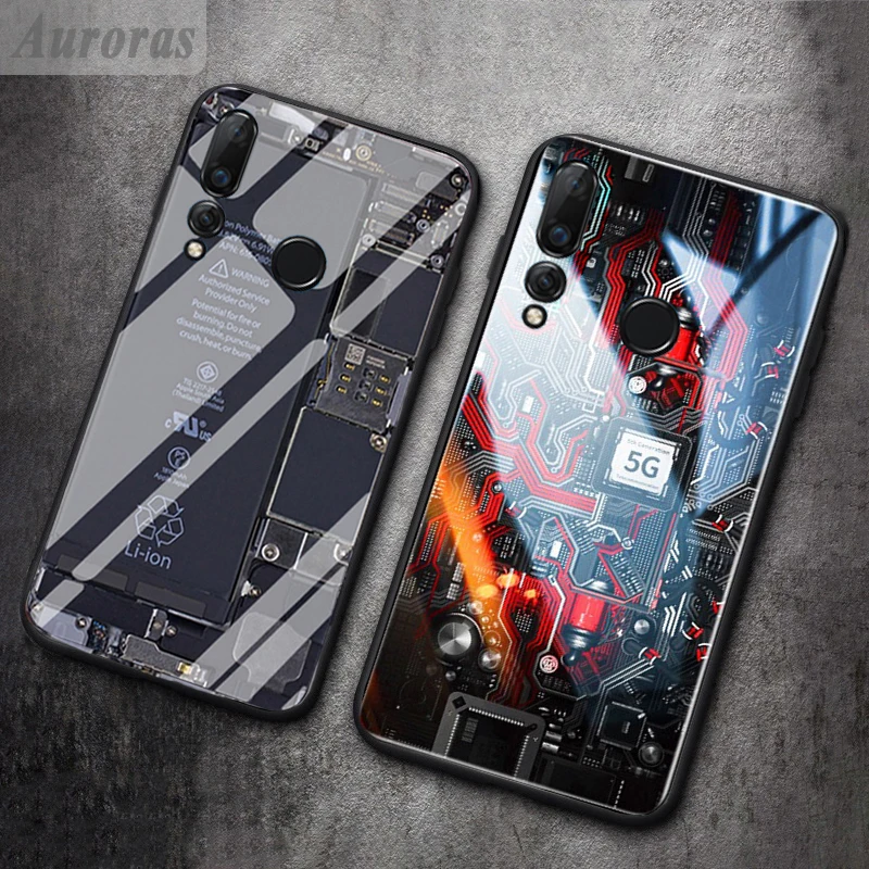 

Auroras For HUAWEI Y9 Prime 2019 Case Explorer Painted Tempered Glass Silicon Protective Cover For Y9 Prime 2019 Cases Y9 Prime
