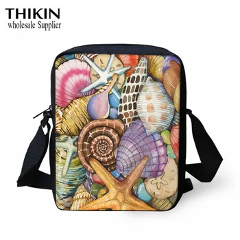 

THIKIN Cute Starfish Seagull Pattern Women Shoulder Crossbody Bag Mom's Festival Theme Handbag Ladies Mini Travel Beach Bolsas