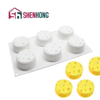 

SHENHONG 6 Cavity Round Cheese Shape Mousse Silicone Cake Mold Baking Dessert 3D Mould DIY Pan Pastry Tools