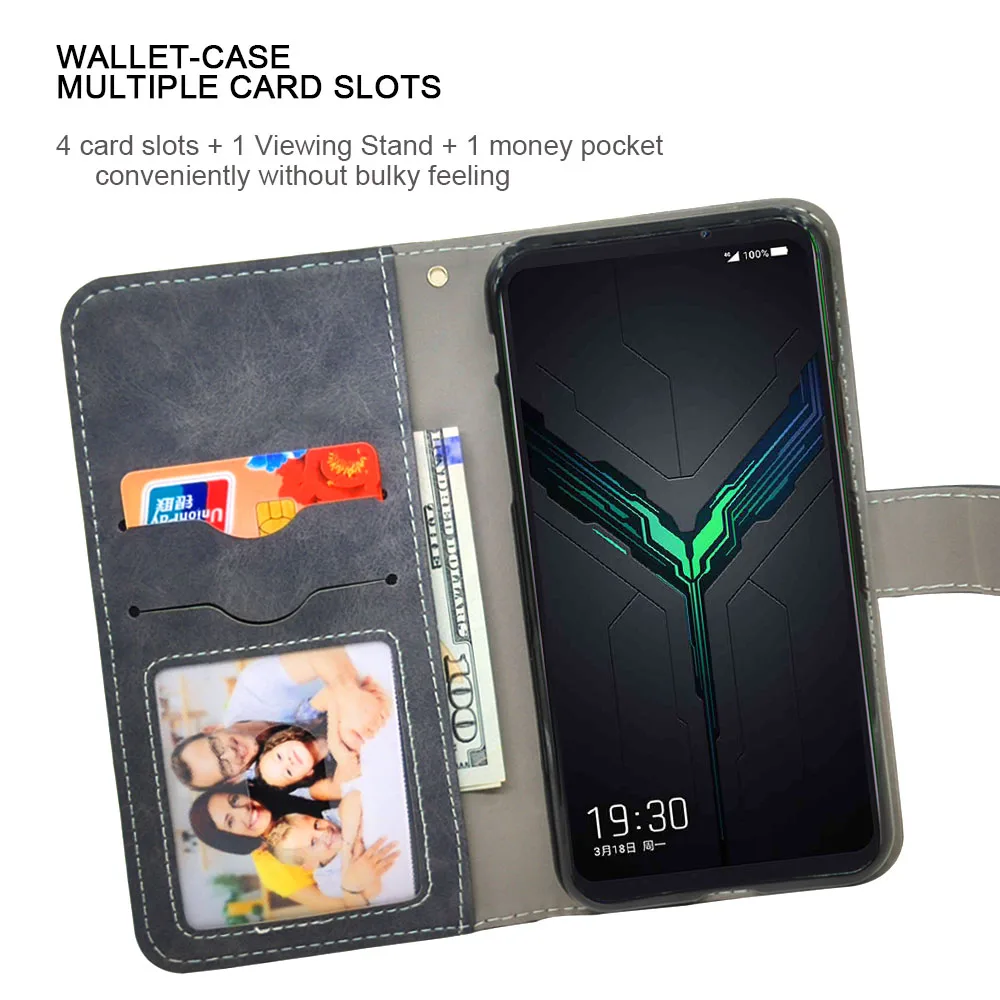 Роскошный Винтажный чехол для Xiaomi Black Shark 2 Helo чехол Флип кожаный силиконовый кошелек деловая Крышка TPU с держателем для карт