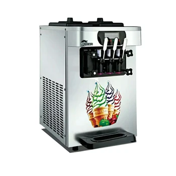 

Commercial Ice Cream Machine 3 Heads Desktop Soft Ice Cream Maker 22~25 Liters/h for Amusement Parks Snack Shops School Stores