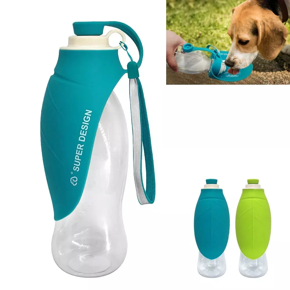Feeder Drinking-Bowl Water-Bottle Travel Cat Leaf-Design Outdoor Soft-Silicone Portable