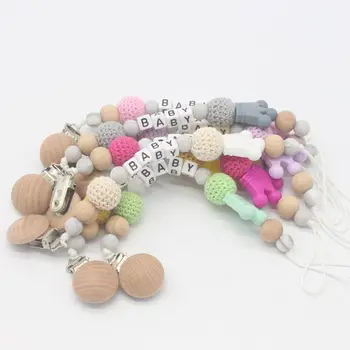 

Cute Baby Appease Pacifier Chains Handmade Silicone Anti-fall Clip Safe Teether H3CD