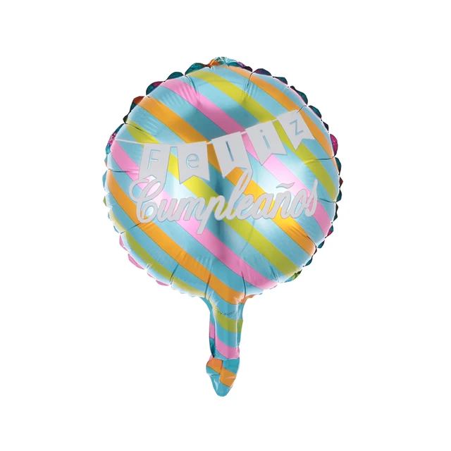 10pcs/lot 10inch Feliz Cumpleanos Spanish Happy Birthday Balloons Round Mylar Helium Balloon Happy Birthday Party Air Globos 30