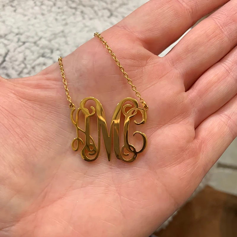 Custom Name Monogram Necklaces For 