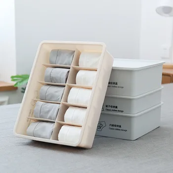 

Household underwear socks storage box can be superimposed plastic bra finishing box underwear panties storage grid