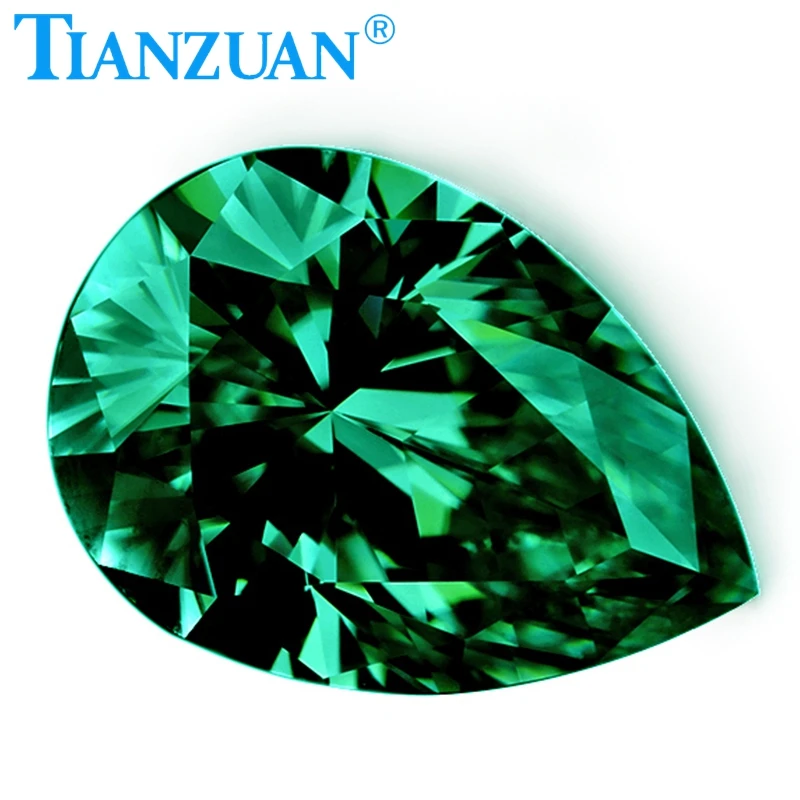 

Green color pear shape dia mond cut Sic material moissanites loose gem stone for jewelry making