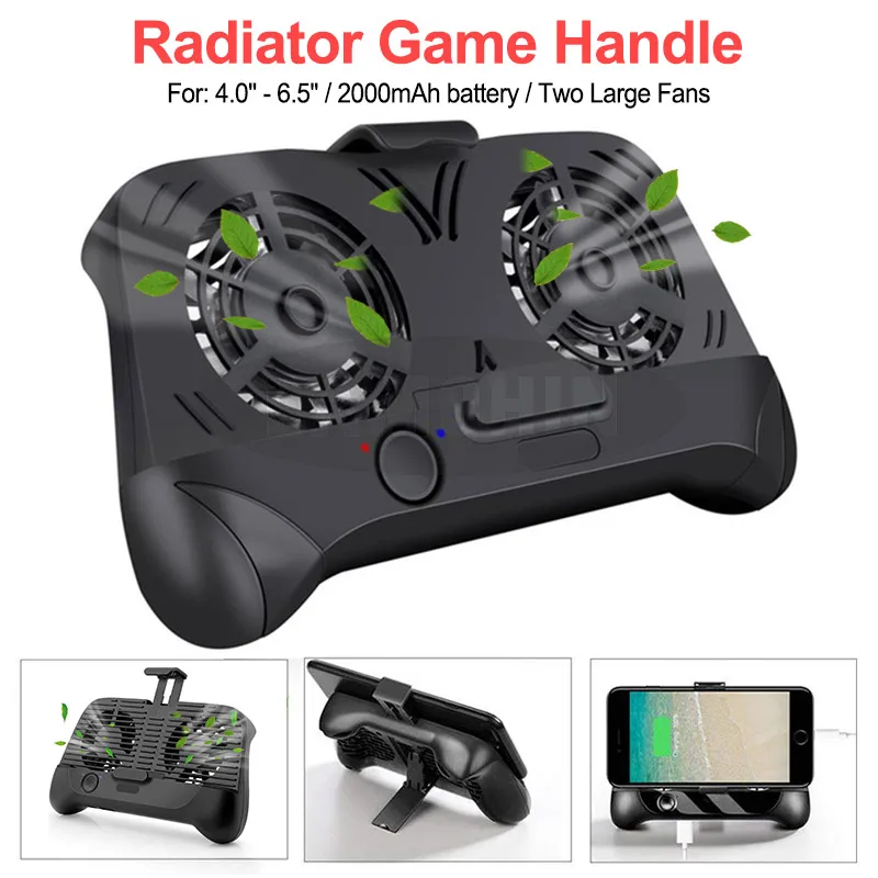  Multifunction Mobile Phone Cooling USB Gamepad Charging Holder Dual Fans Radiator Games Heat Sink P