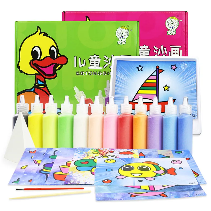 

DIY Creative Sand Painting Drawing Art Cards Model Set Cartoon Handmade Early Education Toys Gifts For children Kids