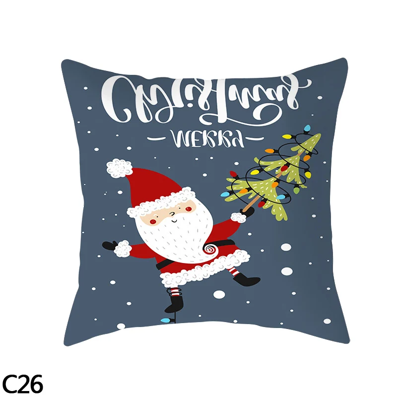C26 1 шт. 45*45 см льна Merry Рождественская наволочка для подушки Санта Подушка с Санта Клаусом для подушек крышка год Рождество вечерние наволочка - Цвет: C26