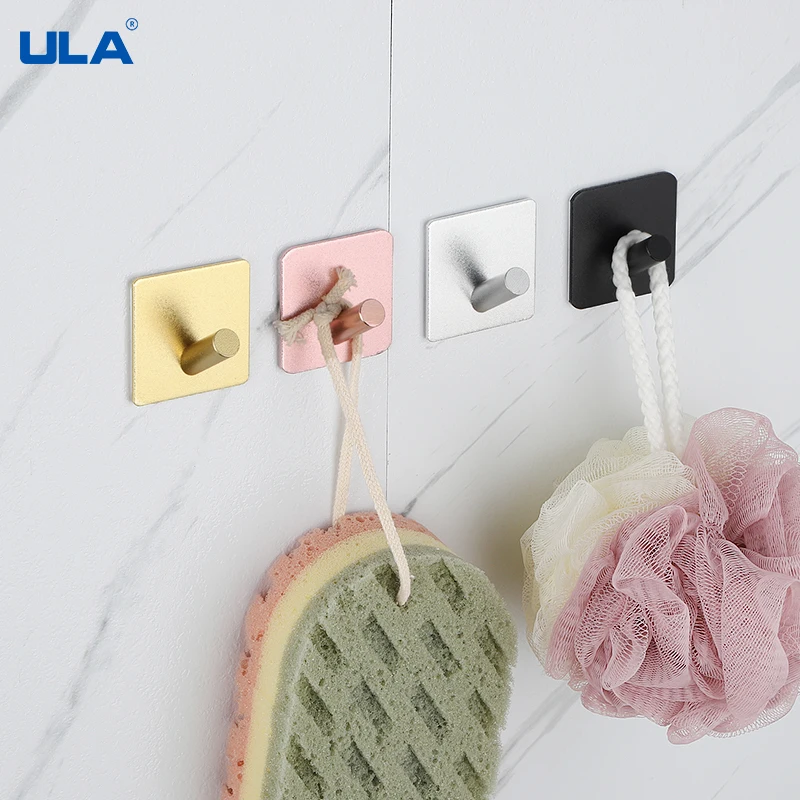 ULA Self Adhesive Wall Hooks Robe Hook Wall Hook Towel for Bathroom Coat Rustproof Hanger for Kitchen Hardware