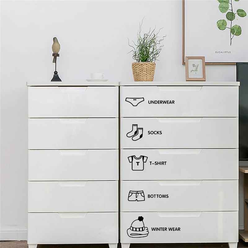 7PCS Home Decor Wardrobe Logo Sticker Decal Bedroom Vinyl Art Mural Home Decor New Creative Comfortable Warmth Quality Exquisite
