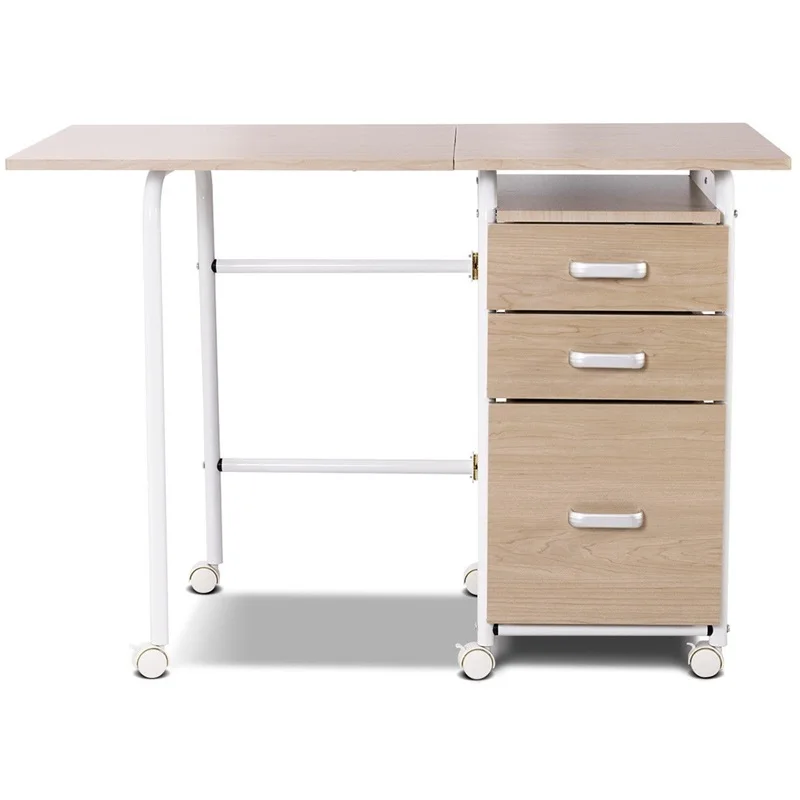 Folding Computer Laptop Desk Wheeled Home Office Furniture Brown Natural Space-saving Folding Home Office Computer Desk HW58649 Folding Computer Laptop Desk Wheeled Home Office Furniture Brown Natural Space-saving Folding Home Office Computer Desk HW58649