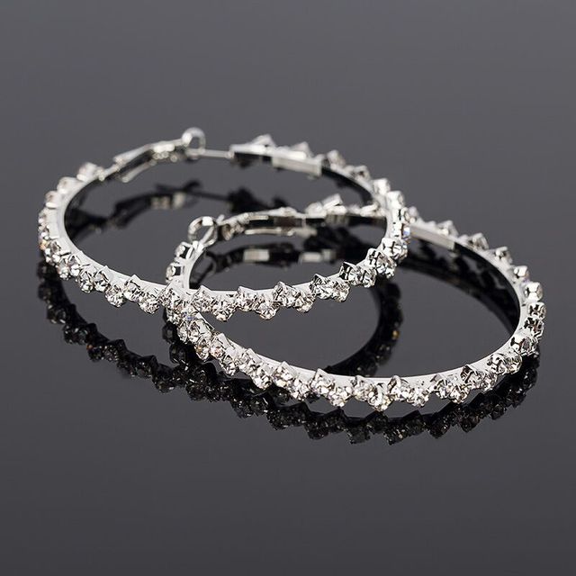 Fashion Oversize Circle Hoop Earrings for Women Girl New Geometric Crystal Round Earring Brincos Party Jewelry Gift