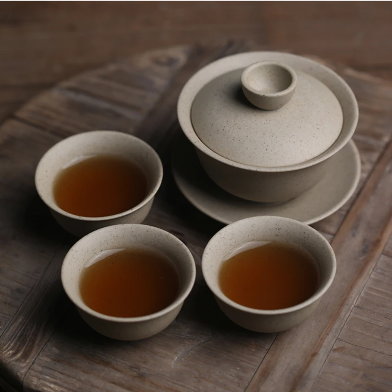 Mini 100ml Gaiwan For Tea Solid Pottery Tureen With Lid Teaware Travel Kung Fu Tea Set Chinese Cup Bowls Chawan