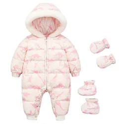 Combinaison d'hiver russe pour bébé, barboteuse à capuche, combinaison chaude en velours pour nouveau né, salopette pour filles et garçons en bas âge 