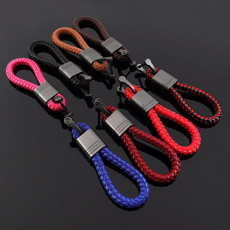 Пряжка подковы плетеный кожаный брелок ручной работы плетеная кожаная веревка