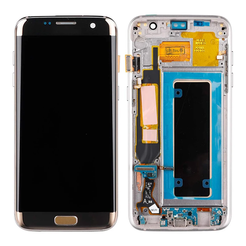 Gold with frame 5,5 ''Супер AMOLED дисплей для SAMSUNG Galaxy S7 Edge G935 lcd кодирующий преобразователь сенсорного экрана в сборе с заменой рамки G935F G935 - Цвет: Gold with frame
