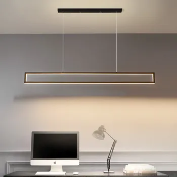 

LED Chandelier Modern Nordic Minimalist Black Long Pendant Lamp For Dining Room Coffee Shop Bar Office Decoration Hanging Light