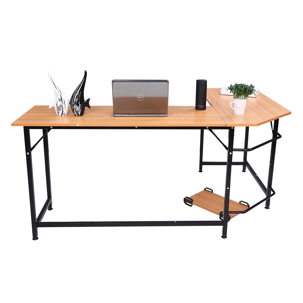 

L-Shaped Desktop Computer Desk Beech Wood Color Office Meeting Room Table High Quality Book Table for School