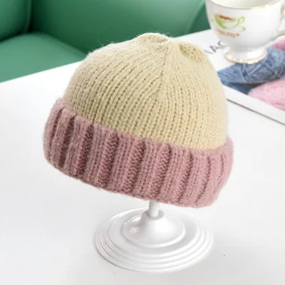 Beige Вязаный для новорожденных шляпа для маленьких девочек и мальчиков, милые зимние шапки для девочек, теплые толстые шапки, Детские шапочки, детская шапка для От 1 до 5 лет, GH706 - Цвет: Beige