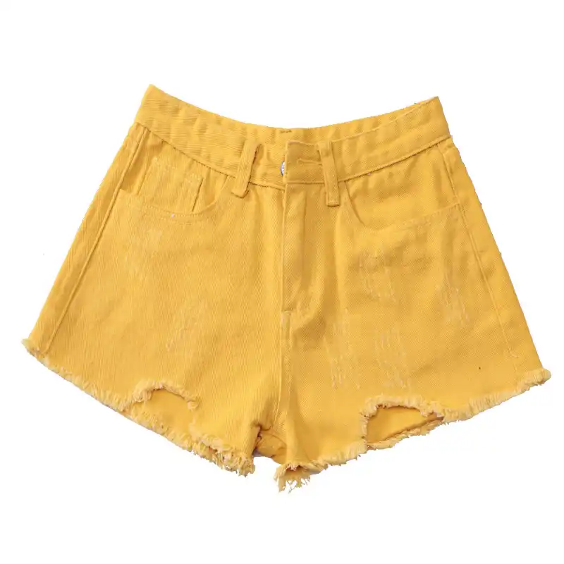 yellow jean shorts