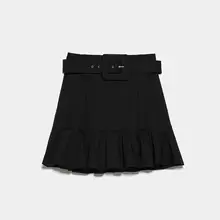 Za женские осенне-зимние топы, сексуальные модные черные хлопковые плиссированные мини-юбки с высокой талией, женские юбки-бутоны