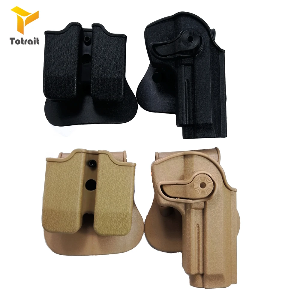 

TOtrait Tactical IMI DEFENSE Polymer Retention Right Hand Gun Holster For Beretta M9 92 96 Airsoft Double Magazine Accessories
