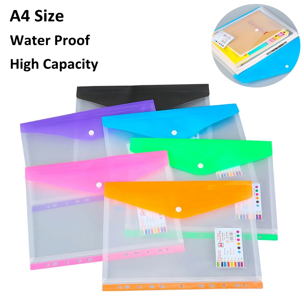 de plástico transparente para guardar documentos A4, organizador de sobres coloridos, suministros de papelería para escuela y oficina|Bolsas para documentos| - AliExpress