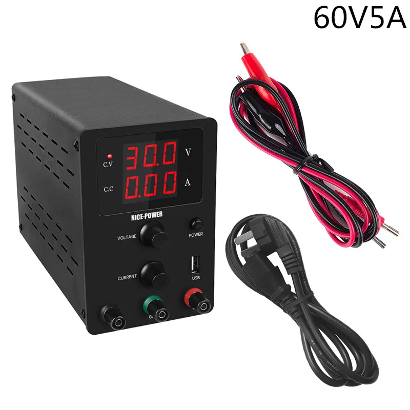 60V5A-black 30 в 10A 60 в 5A лабораторный источник питания мини Импульсный блок питания постоянного тока фонте де банкада скамейке источник цифровой стабилизатор тока - Цвет: 60V5A-black